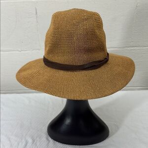 WYETH Brown Part Paper Panama Style Hat One Size